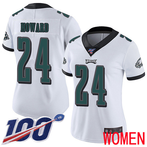 Women Philadelphia Eagles 24 Jordan Howard White Vapor Untouchable NFL Jersey Limited Player Season